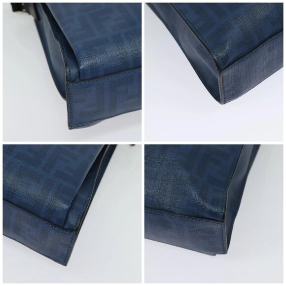 FENDI Zucca Canvas Shoulder Bag PVC Blue Silver Auth bs28711 - Picture 14 of 16